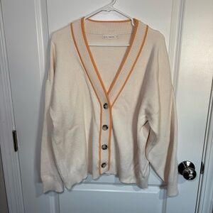 By Together Knitwear Cream Cardigan with Orange Accents